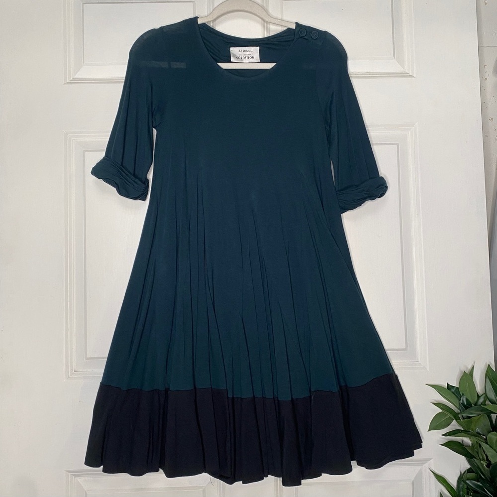 3.1 Phillip Lim for Nordstrom Circle Skirt Green Black Colorblock Dress Size XS